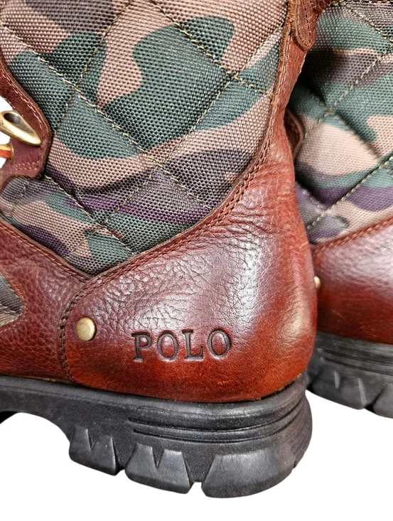 Polo Ralph Lauren | Heritage Dennison Camo Quilted Leather Lug Sole Boots | 8.5 - Picture 11 of 16